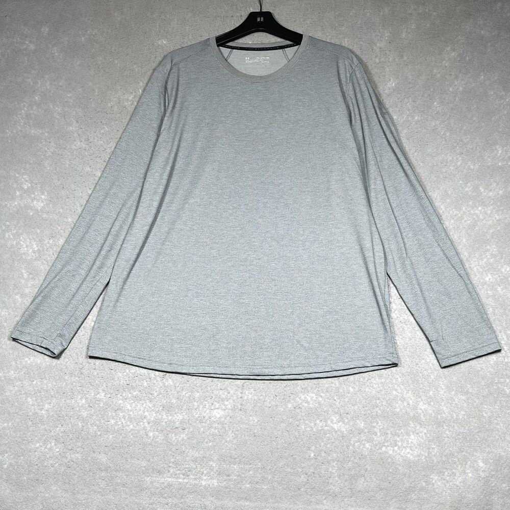 Under Armour Shirt Mens 2XL Gray Tee Long Sleeve Fitted T-Shirt Athleisure